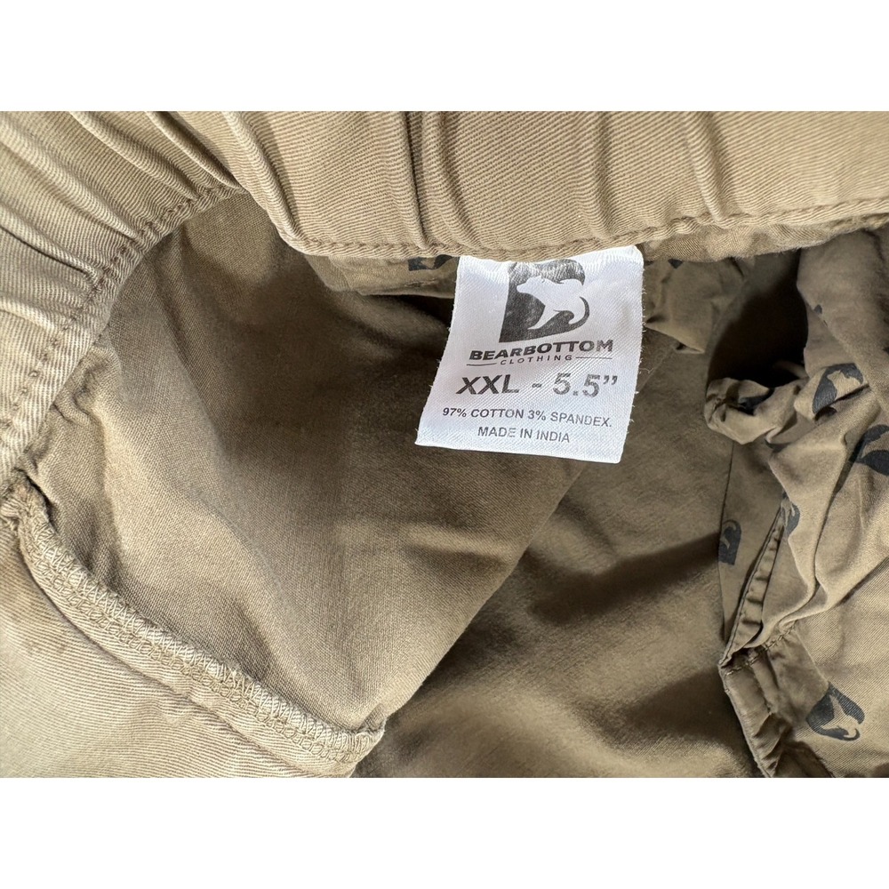 Bearbottom Stretch Cotton Blend Casual Shorts (Men's 2XL) Brown/Green -‎ 5.5" - Picture 3 of 8